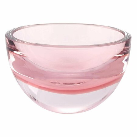 TARIFA 6 in. Mouth Blown European Made  Pink Crystal Bowl TA3094872